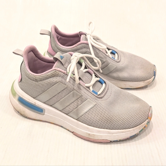 ADIDAS Youth Girls Gray Mesh Sneakers Size 4 - Picture 1 of 9